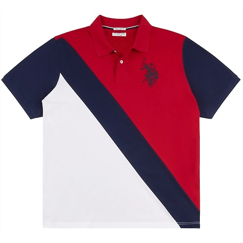 U.S  Polo Assn. Angled Cut & Sew Polo Haute Red
